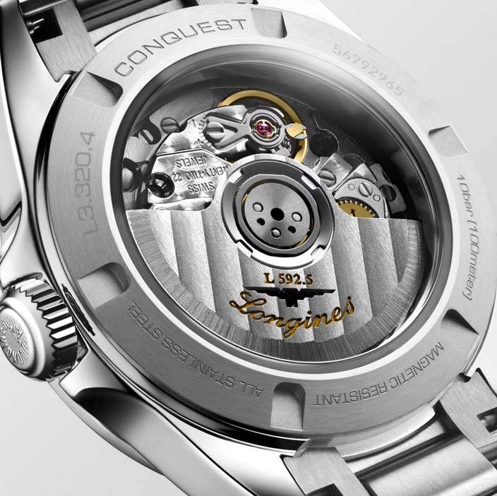 Женские часы Longines Conquest L3.320.4.72.6, механизм механический с автоподзаводом, циферблат серебристый, браслет нержавеющая сталь — Изображение 2