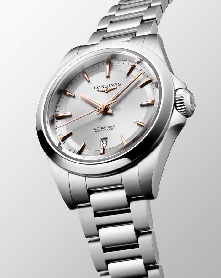 Женские часы Longines Conquest L3.320.4.72.6, механизм механический с автоподзаводом, циферблат серебристый, браслет нержавеющая сталь — Изображение 3