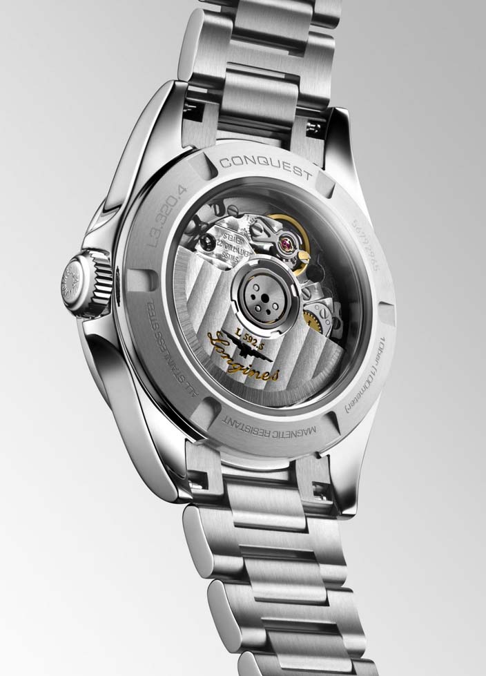 Женские часы Longines Conquest L3.320.4.87.6, механизм механический с автоподзаводом, циферблат белый, браслет нержавеющая сталь — Изображение 4