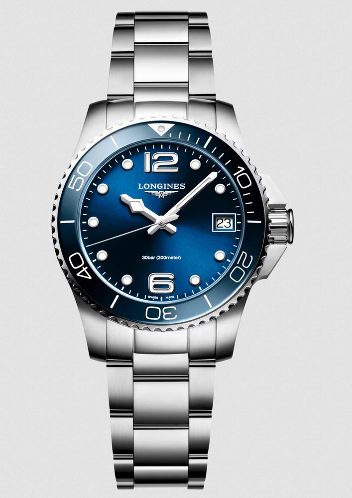 Женские кварцевый часы Longines HydroConquest L3.370.4.96.6 синий нержавеющая сталь — Изображение 1
