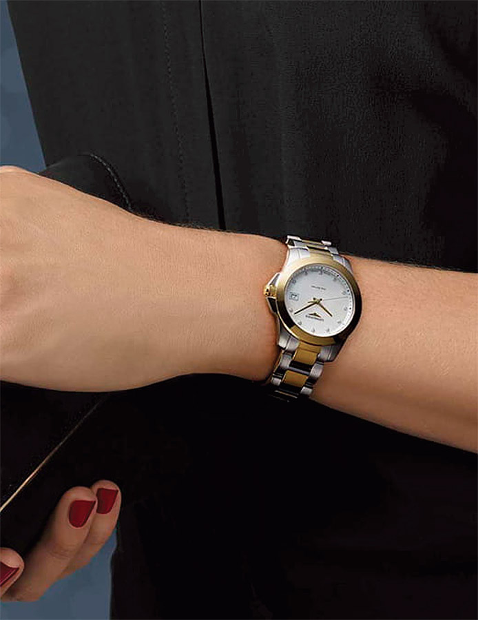 Женские часы Longines Conquest L3.376.3.87.7, механизм кварцевый, циферблат белый, браслет нержавеющая сталь + желтое pvd покрытие — Изображение 4