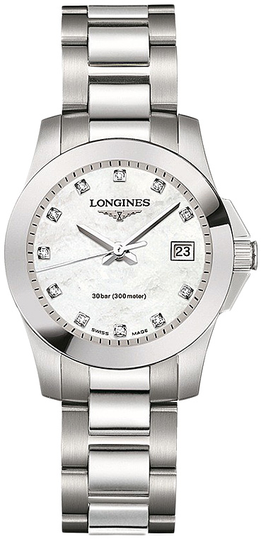 Женские кварцевый часы Longines Conquest L3.376.4.87.6 белый нержавеющая сталь — Изображение 1