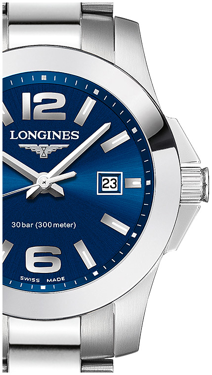 Женские кварцевый часы Longines Conquest L3.376.4.96.6 синий нержавеющая сталь — Изображение 2