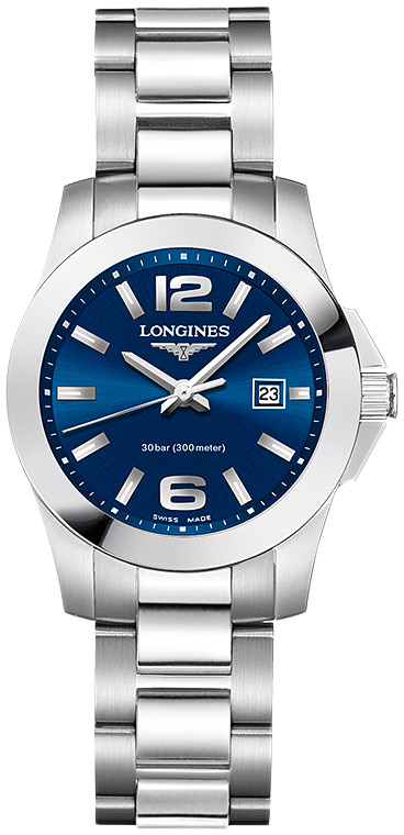 Женские кварцевый часы Longines Conquest L3.376.4.96.6 синий нержавеющая сталь — Изображение 1