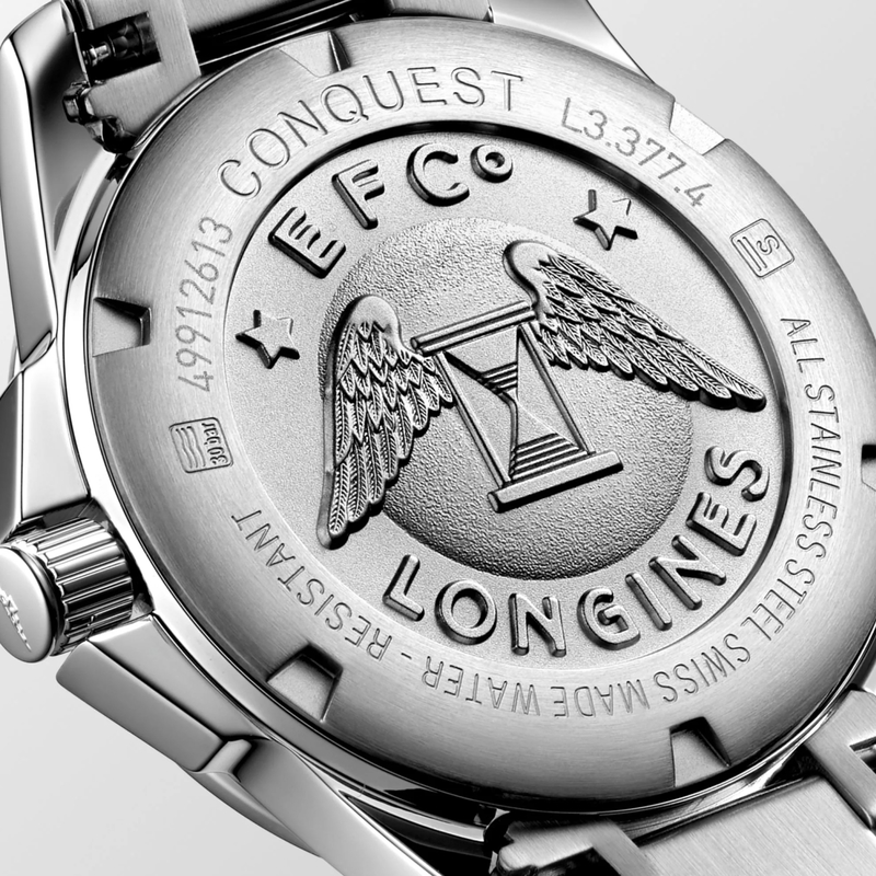 Женские кварцевый часы Longines Conquest L3.377.4.57.6 черный нержавеющая сталь — Изображение 3
