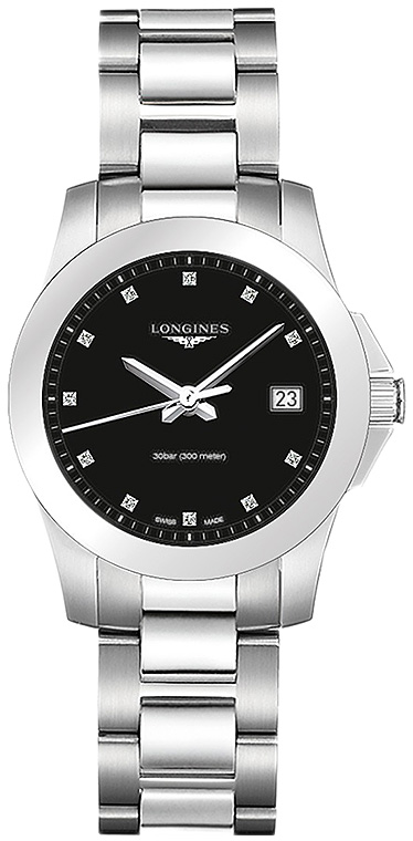 Женские кварцевый часы Longines Conquest L3.377.4.57.6 черный нержавеющая сталь — Изображение 1