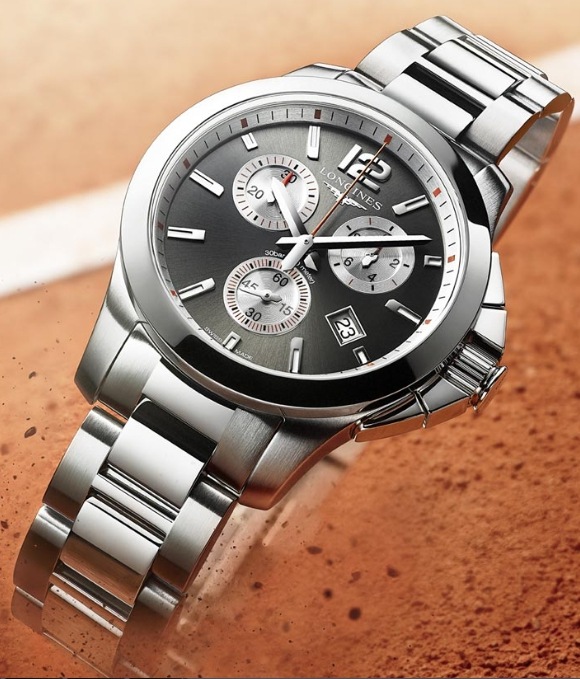 Женские часы Longines Conquest L3.379.4.79.6, механизм кварцевый хронограф, циферблат черный, браслет нержавеющая сталь — Изображение 3