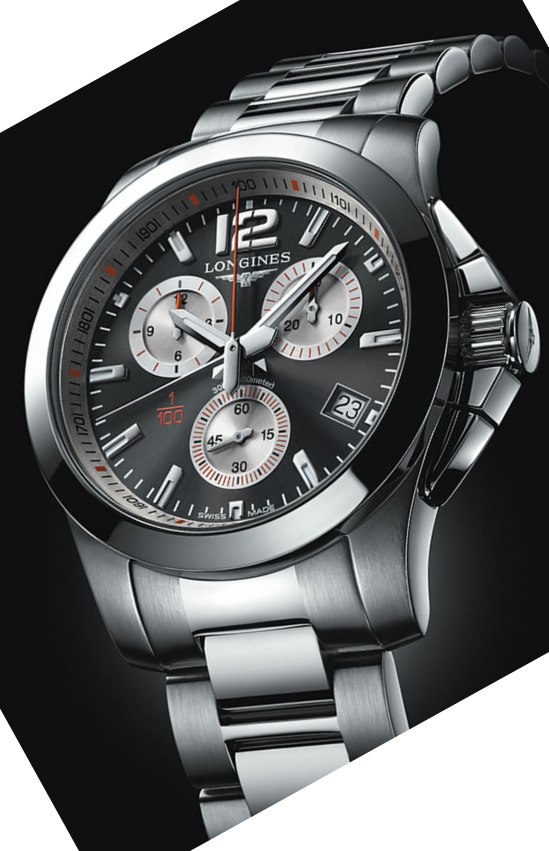 Женские часы Longines Conquest L3.379.4.79.6, механизм кварцевый хронограф, циферблат черный, браслет нержавеющая сталь — Изображение 5