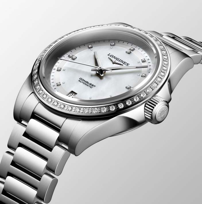 Женские часы Longines Conquest L3.430.0.87.6, механизм механический с автоподзаводом, циферблат белый, браслет нержавеющая сталь — Изображение 11