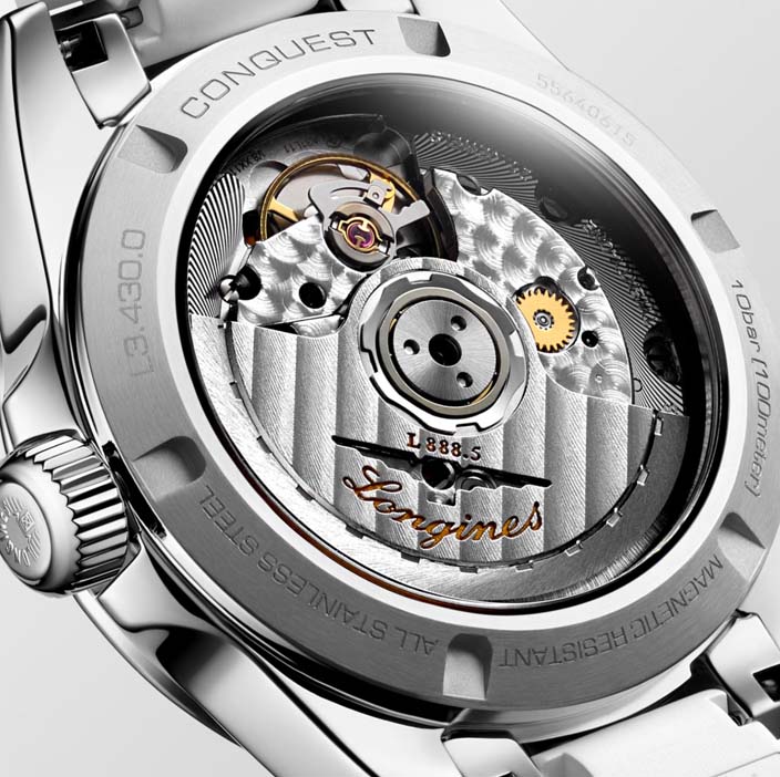 Женские часы Longines Conquest L3.430.0.87.9, механизм механический с автоподзаводом, циферблат белый, браслет каучук — Изображение 3