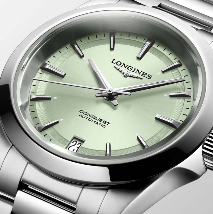 Женские часы Longines Conquest L3.430.4.02.6, механизм механический с автоподзаводом, циферблат зеленый, браслет нержавеющая сталь — Изображение 2