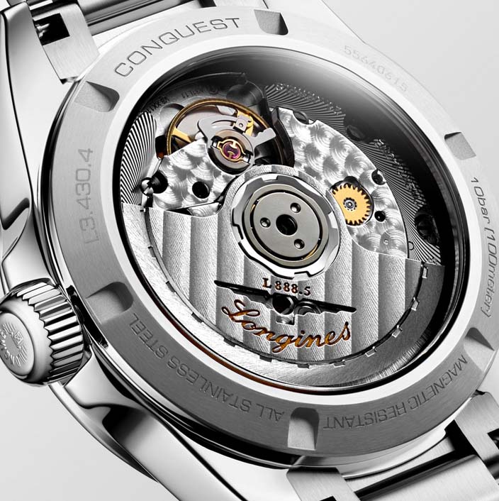 Женские часы Longines Conquest L3.430.4.02.6, механизм механический с автоподзаводом, циферблат зеленый, браслет нержавеющая сталь — Изображение 4