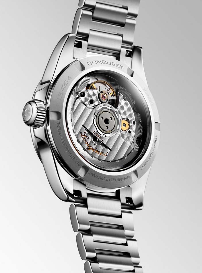 Женские часы Longines Conquest L3.430.4.02.6, механизм механический с автоподзаводом, циферблат зеленый, браслет нержавеющая сталь — Изображение 7