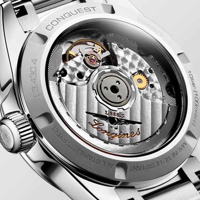 Женские часы Longines Conquest L3.430.4.07.6, механизм механический с автоподзаводом, циферблат зеленый, браслет нержавеющая сталь — Изображение 4