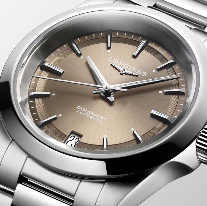 Женские часы Longines Conquest L3.430.4.62.6, механизм механический с автоподзаводом, циферблат коричневый, браслет нержавеющая сталь — Изображение 2