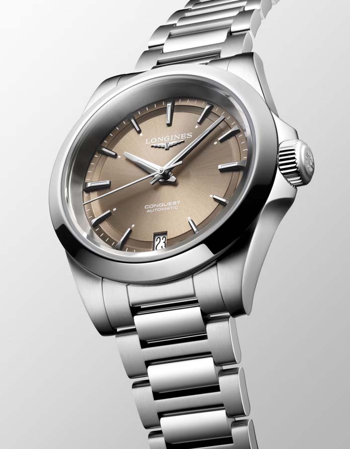 Женские часы Longines Conquest L3.430.4.62.6, механизм механический с автоподзаводом, циферблат коричневый, браслет нержавеющая сталь — Изображение 6