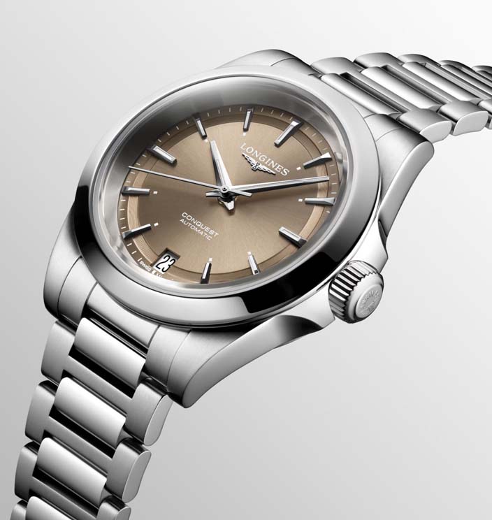 Женские часы Longines Conquest L3.430.4.62.6, механизм механический с автоподзаводом, циферблат коричневый, браслет нержавеющая сталь — Изображение 10
