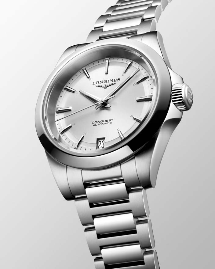 Женские часы Longines Conquest L3.430.4.72.6, механизм механический с автоподзаводом, циферблат серебристый, браслет нержавеющая сталь — Изображение 6