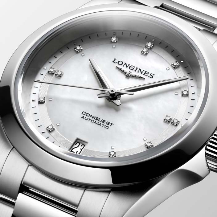 Женские часы Longines Conquest L3.430.4.87.6, механизм механический с автоподзаводом, циферблат зеленый, браслет нержавеющая сталь — Изображение 2