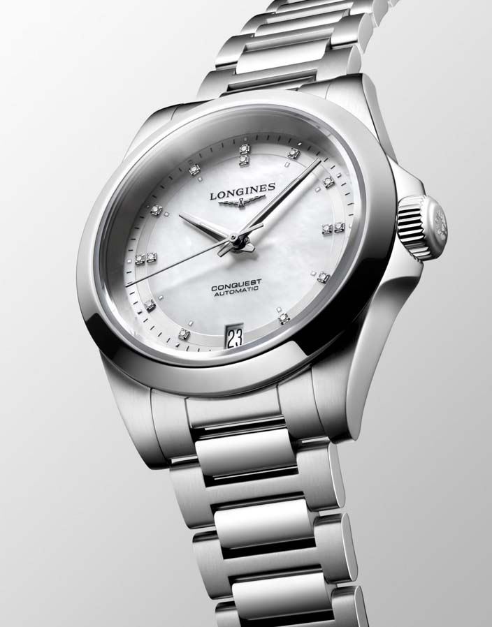 Женские часы Longines Conquest L3.430.4.87.6, механизм механический с автоподзаводом, циферблат зеленый, браслет нержавеющая сталь — Изображение 6