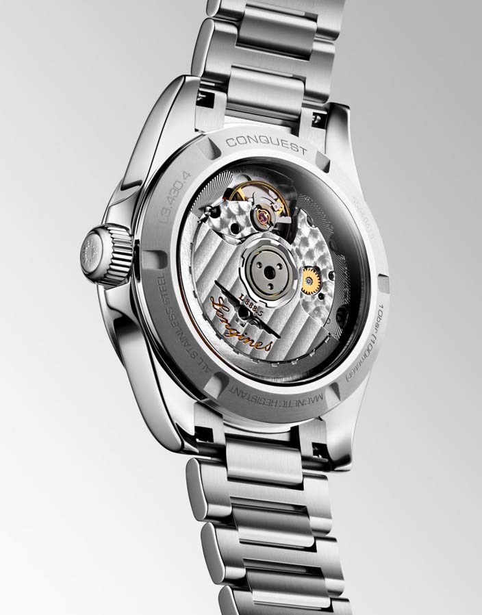Женские часы Longines Conquest L3.430.4.87.6, механизм механический с автоподзаводом, циферблат зеленый, браслет нержавеющая сталь — Изображение 7