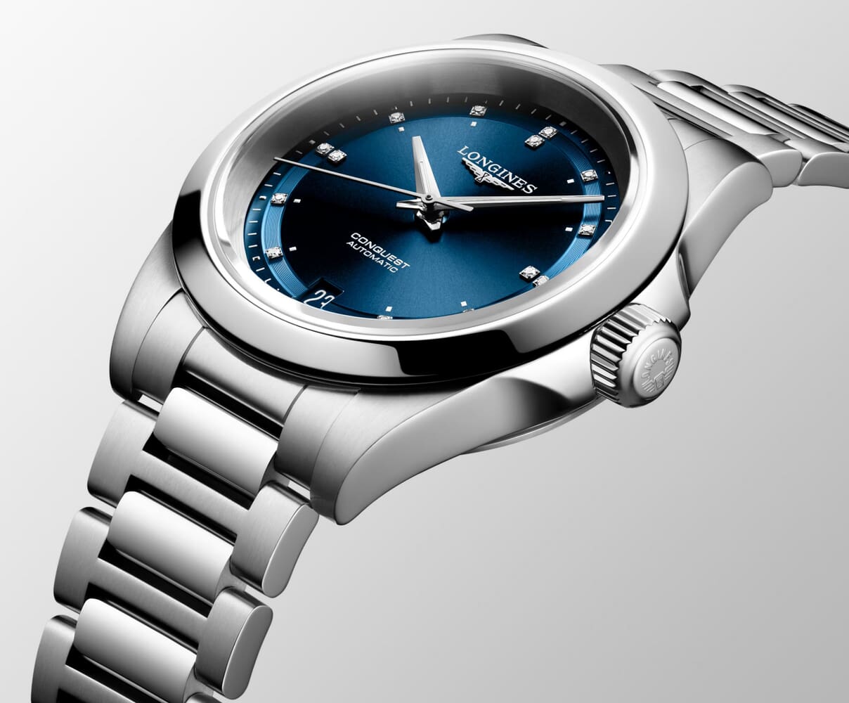 Женские часы Longines Conquest L3.430.4.97.6, механизм механический с автоподзаводом, циферблат синий, браслет нержавеющая сталь — Изображение 2