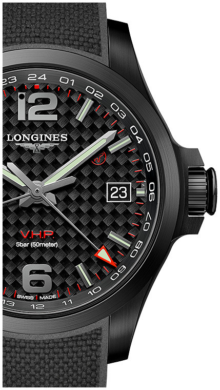 Мужские часы Longines Conquest V H P  L3.718.2.66.9, механизм кварцевый, циферблат черный, браслет каучук — Изображение 2