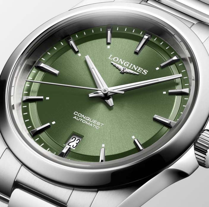 Женские часы Longines Conquest L3.720.4.02.6, механизм механический с автоподзаводом, циферблат зеленый, браслет нержавеющая сталь — Изображение 2