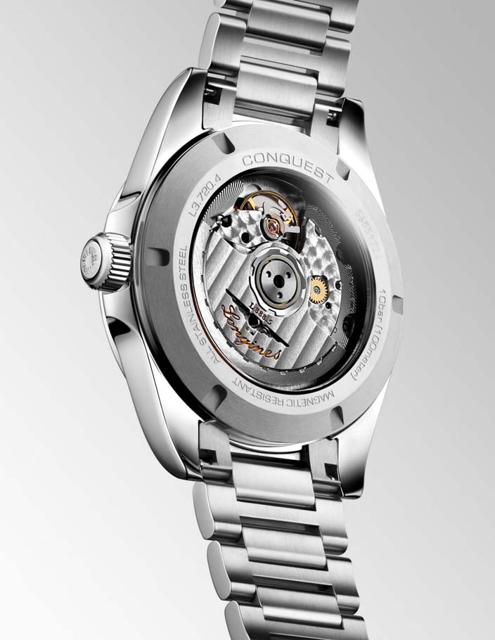 Женские часы Longines Conquest L3.720.4.02.6, механизм механический с автоподзаводом, циферблат зеленый, браслет нержавеющая сталь — Изображение 5