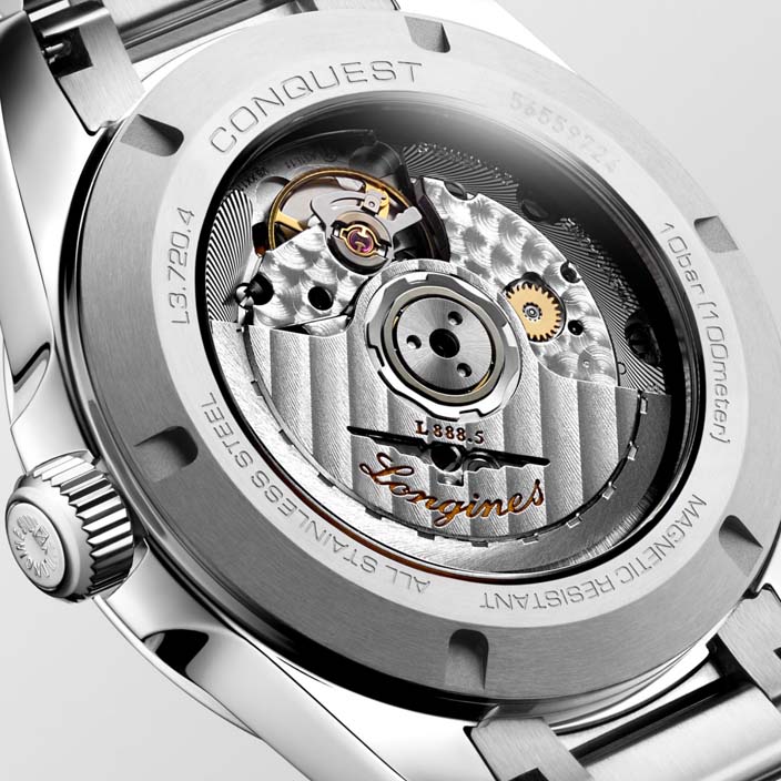 Женские часы Longines Conquest L3.720.4.52.6, механизм механический с автоподзаводом, циферблат черный, браслет нержавеющая сталь — Изображение 3