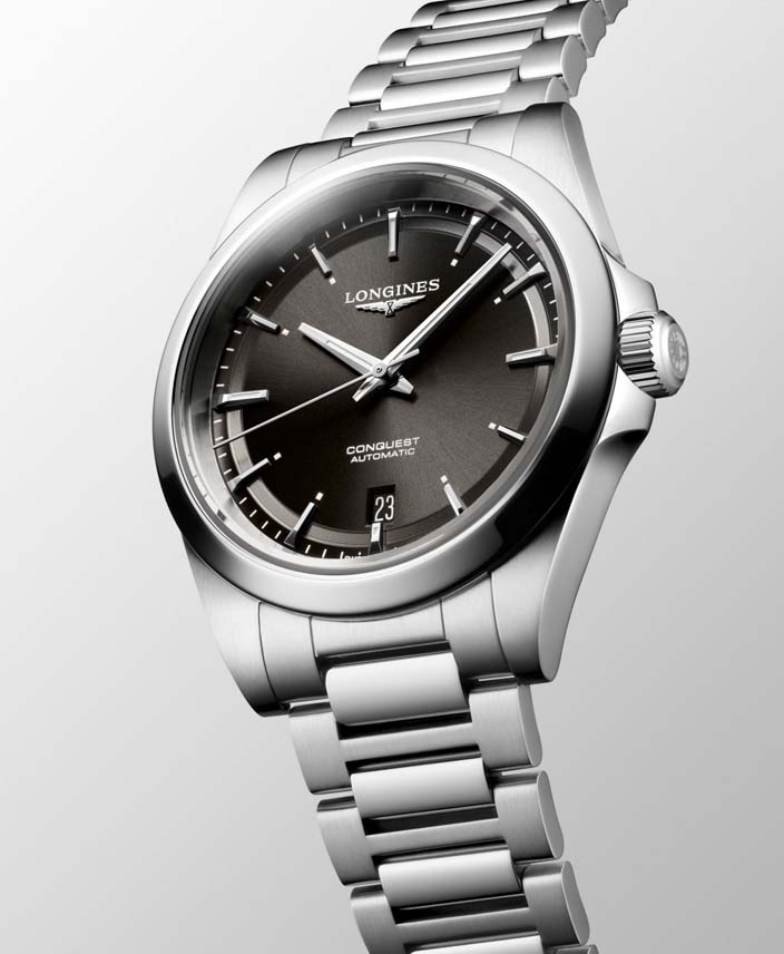 Женские часы Longines Conquest L3.720.4.52.6, механизм механический с автоподзаводом, циферблат черный, браслет нержавеющая сталь — Изображение 4