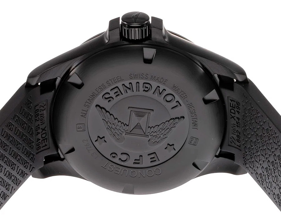 Мужские часы Longines Conquest V H P  L3.726.2.76.9, механизм кварцевый, циферблат серебристый, браслет каучук — Изображение 4