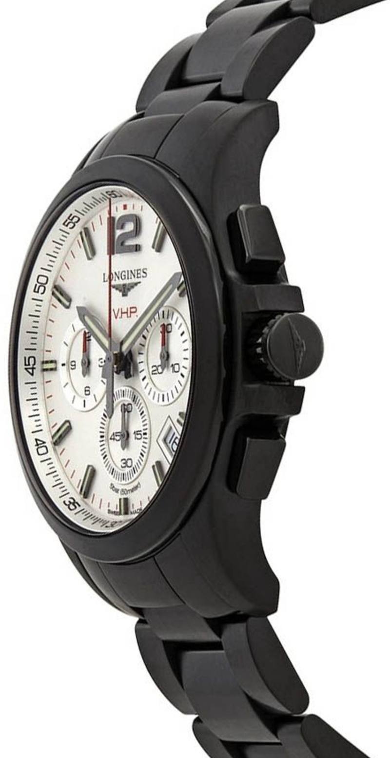 Мужские кварцевый хронограф часы Longines Conquest V H P  L3.727.2.76.6 серебристый нержавеющая сталь + pvd — Изображение 2