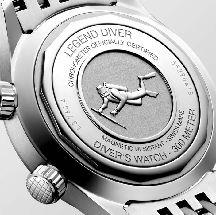 Мужские часы Longines The Longines Legend Diver Watch L3.764.4.06.6, механизм механический с автоподзаводом, циферблат зеленый, браслет нержавеющая сталь — Изображение 4