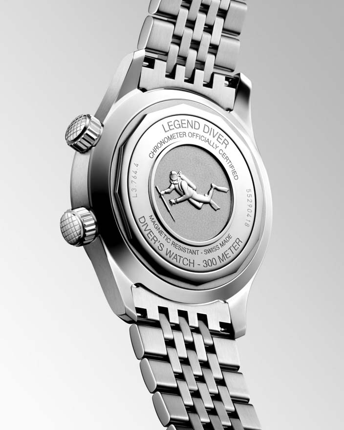 Мужские часы Longines The Longines Legend Diver Watch L3.764.4.06.6, механизм механический с автоподзаводом, циферблат зеленый, браслет нержавеющая сталь — Изображение 7