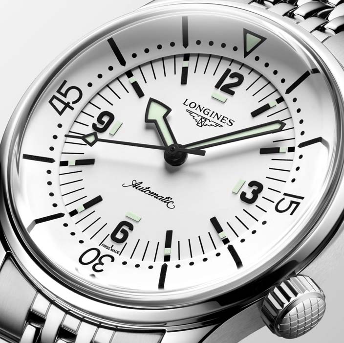 Мужские часы Longines The Longines Legend Diver Watch L3.764.4.16.6, механизм механический с автоподзаводом, циферблат белый, браслет нержавеющая сталь — Изображение 2