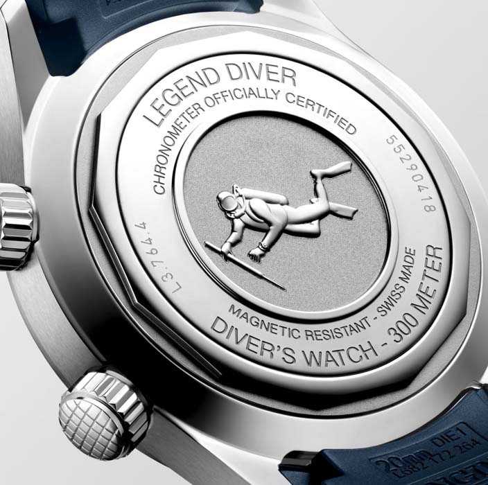 Мужские часы Longines The Longines Legend Diver Watch L3.764.4.90.9, механизм механический с автоподзаводом, циферблат синий, браслет каучук — Изображение 3