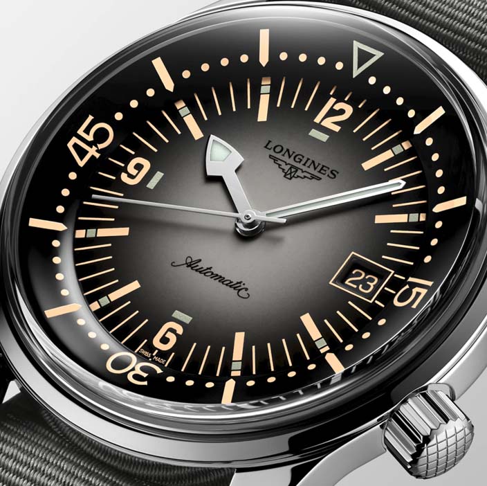 Унисекс часы Longines The Longines Legend Diver Watch L3.774.4.70.2, механизм механический с автоподзаводом, циферблат серый, браслет текстиль — Изображение 2