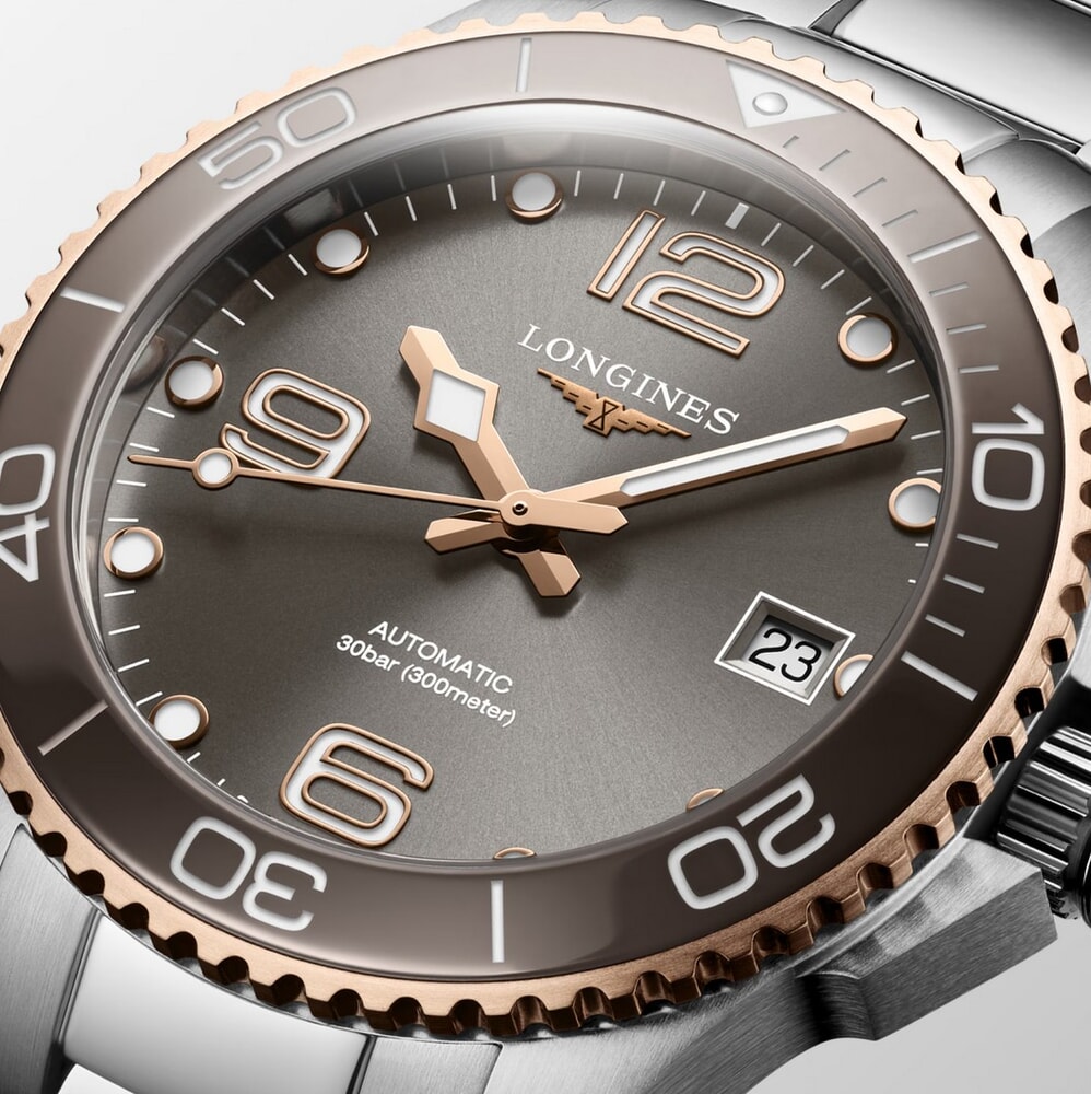 Унисекс часы Longines Hydroconquest L3.780.3.78.6, механизм механический с автоподзаводом, циферблат коричневый, браслет нержавеющая сталь — Изображение 8