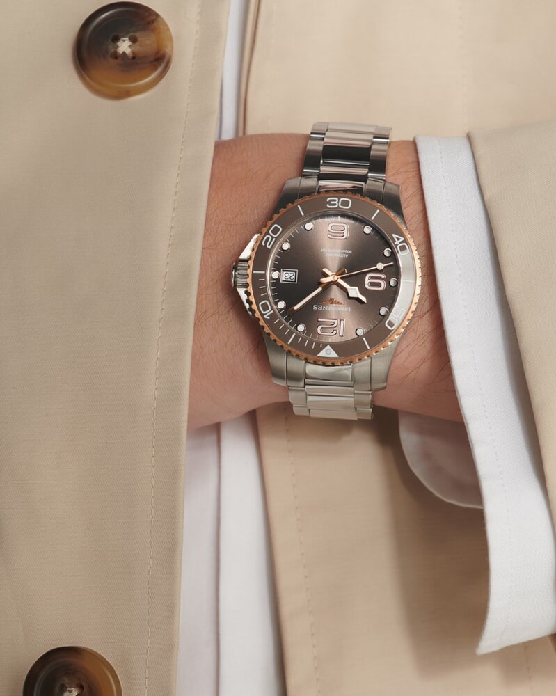 Унисекс часы Longines Hydroconquest L3.780.3.78.6, механизм механический с автоподзаводом, циферблат коричневый, браслет нержавеющая сталь — Изображение 9