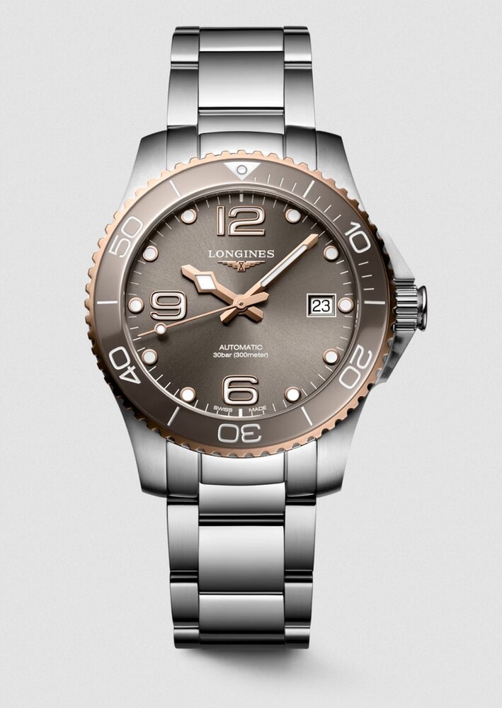 Унисекс часы Longines Hydroconquest L3.780.3.78.6, механизм механический с автоподзаводом, циферблат коричневый, браслет нержавеющая сталь — Изображение 1