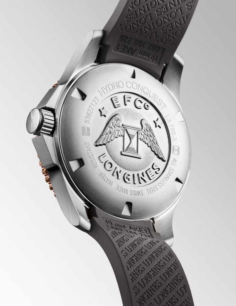 Унисекс часы Longines HydroConquest L3.780.3.78.9, механизм механический  с автоподзаводом, циферблат серый, браслет каучук — Изображение 2