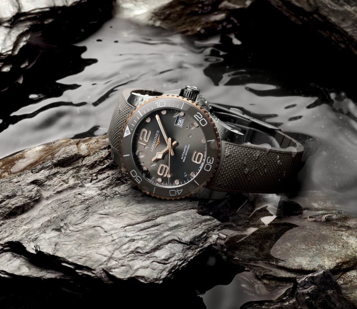 Унисекс часы Longines HydroConquest L3.780.3.78.9, механизм механический  с автоподзаводом, циферблат серый, браслет каучук — Изображение 6