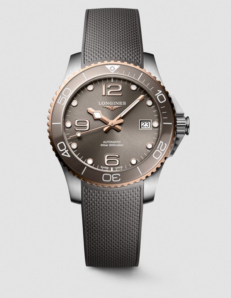 Унисекс часы Longines HydroConquest L3.780.3.78.9, механизм механический  с автоподзаводом, циферблат серый, браслет каучук — Изображение 1