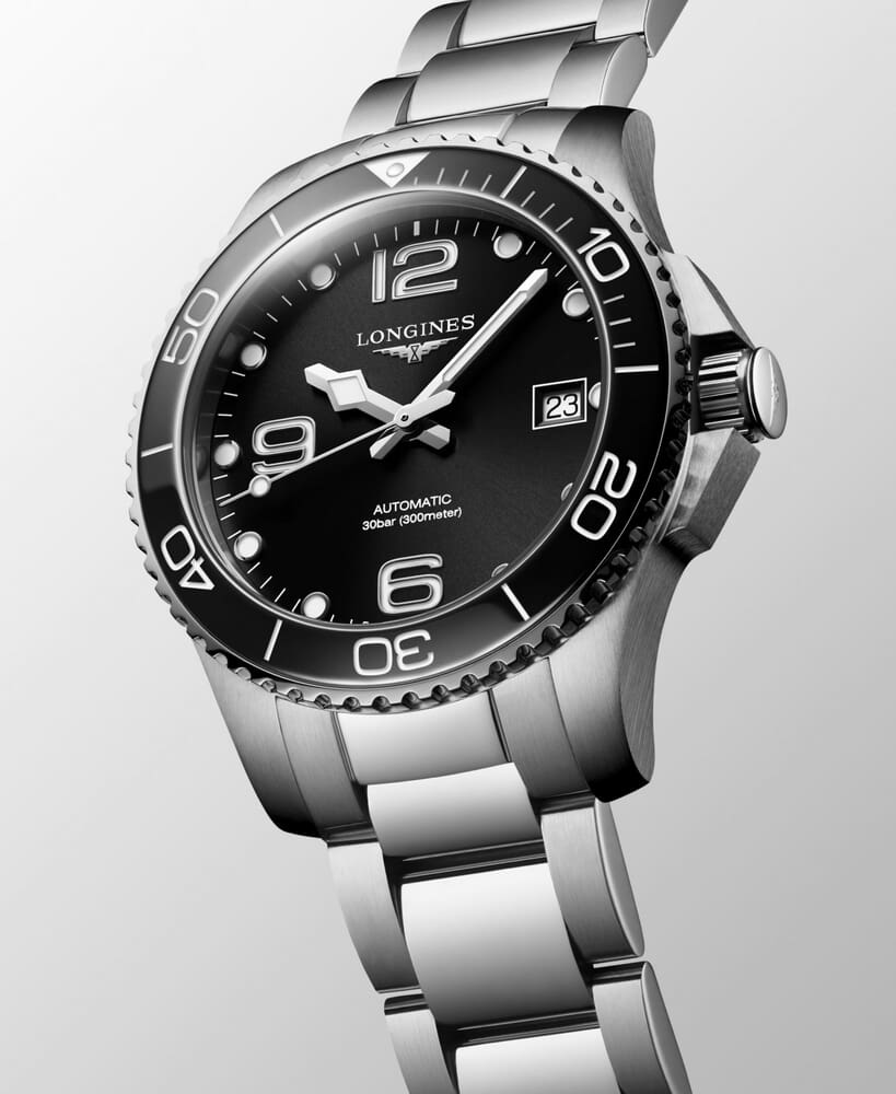 Унисекс часы Longines HydroConquest L3.780.4.56.6, механизм механический с автоподзаводом, циферблат черный, браслет нержавеющая сталь — Изображение 7