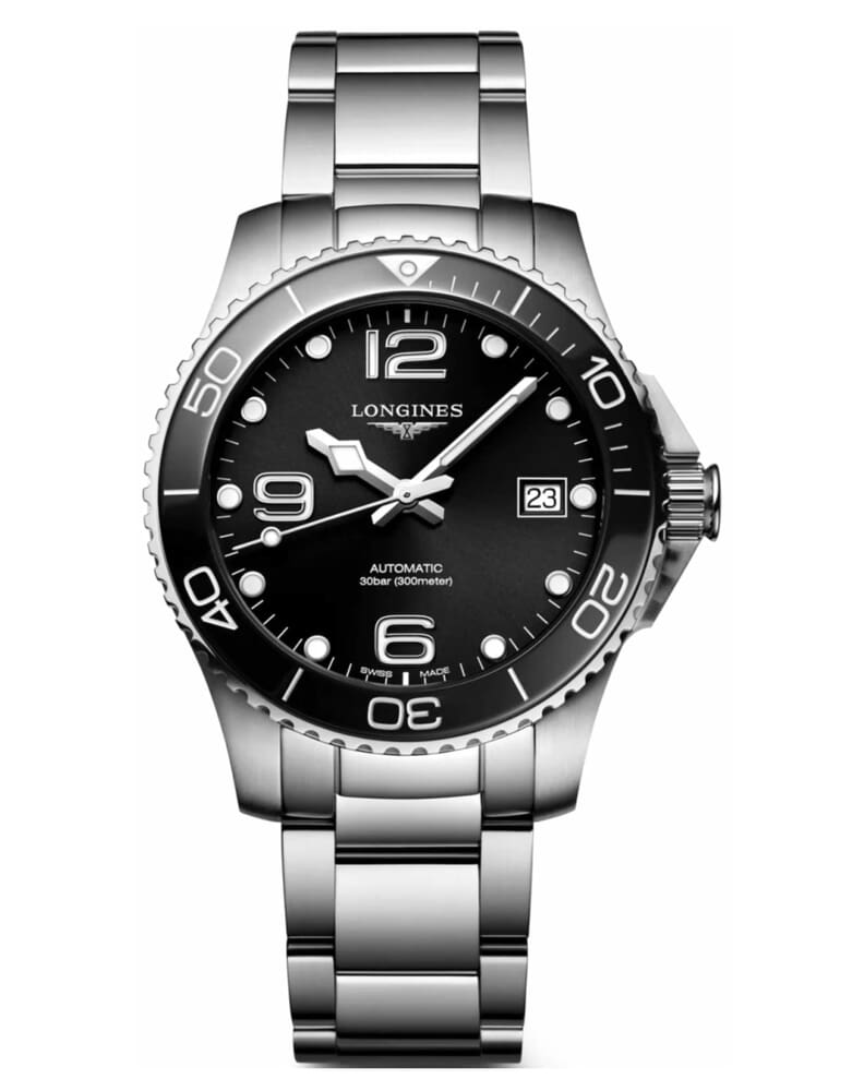 Унисекс часы Longines HydroConquest L3.780.4.56.6, механизм механический с автоподзаводом, циферблат черный, браслет нержавеющая сталь — Изображение 1