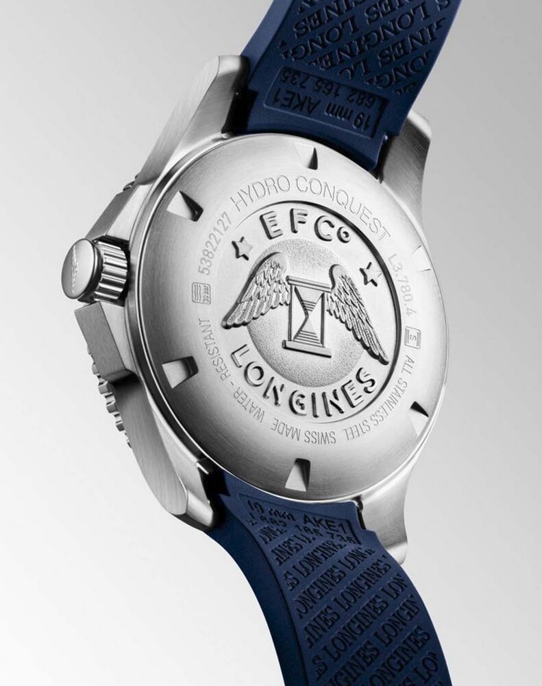 Унисекс часы Longines Hydroconquest L3.780.4.96.9, механизм механический с автоподзаводом, циферблат синий, браслет каучук — Изображение 3