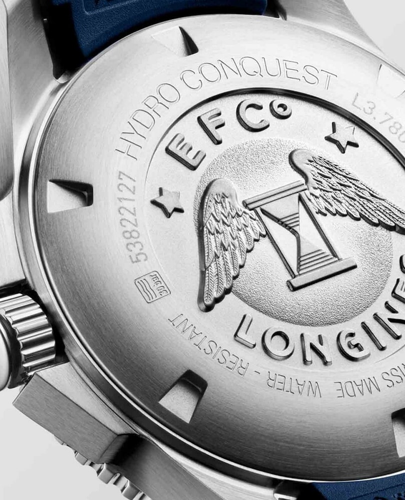 Унисекс часы Longines Hydroconquest L3.780.4.96.9, механизм механический с автоподзаводом, циферблат синий, браслет каучук — Изображение 7