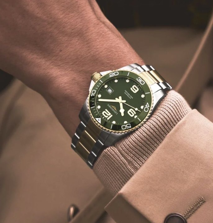 Мужские механический  с автоподзаводом часы Longines HydroConquest L3.781.3.06.7 зеленый нержавеющая сталь + pvd — Изображение 4