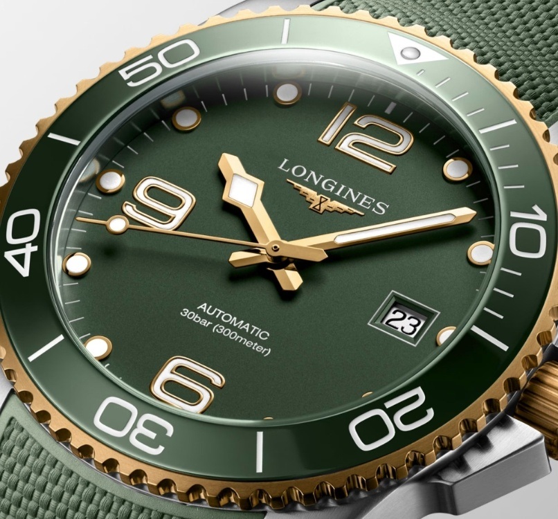 Мужские механический  с автоподзаводом часы Longines HydroConquest L3.781.3.06.9 зеленый резина — Изображение 3